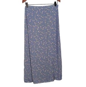 American eagle long skirt, open leg, size large, purple with floral print.